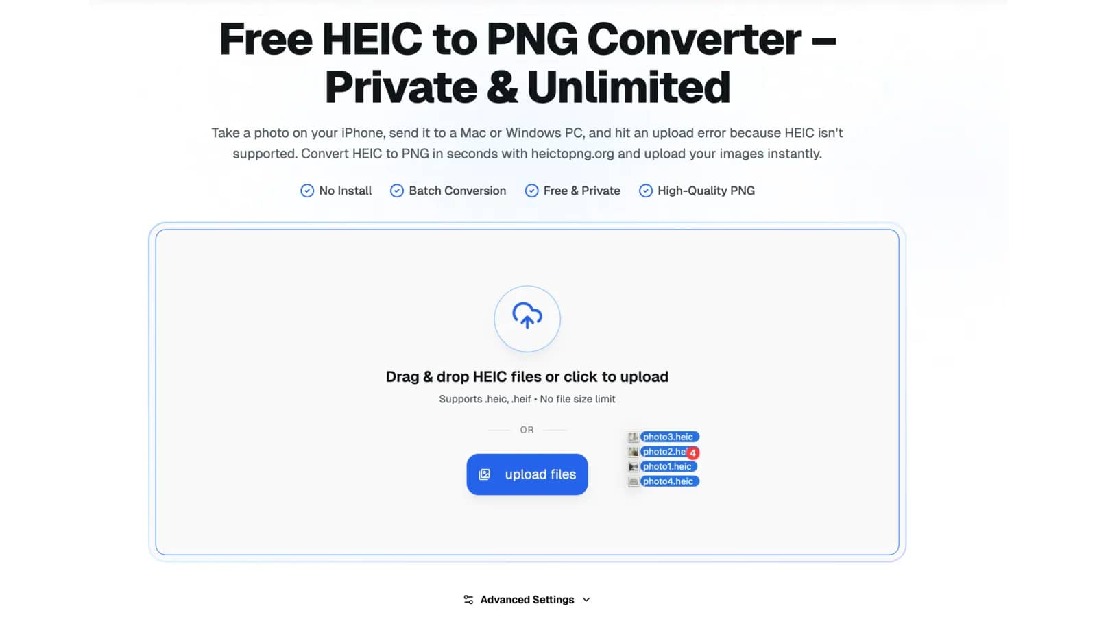 1. Upload HEIC Files